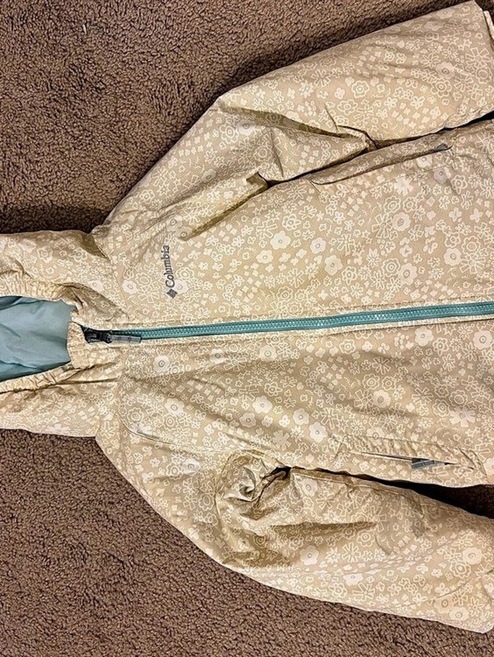Columbia Floral Jacket Blue Zipper Extra Small